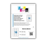 500 A4 de hoja de etiqueta de papel etiqueta adhesiva 18 63,5 x 46,6 mm para las impresoras de chorro de tinta y láser