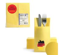 500 Airlaid Cubiertos Servilletas Amarillo montado gefaltene Servilletas con ranura einfarbig 40 x 40 cm Plástico similar a 10 x 50 unidades por paquete pliegue 1/8 Premium Calidad - Estuche para