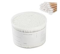 500 bastoncillos de algodón de bambú, 100% algodón, bastoncillos de algodón con punta redondeada doble, varilla de bambú natural orgánica con recipiente reutilizable resistente a la humedad