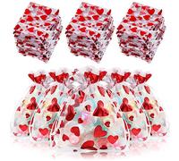 500 bolsas de organza de corazón rojo de 3 x 4 pulgadas, bolsas transparentes de malla con cordón para Pascua, día de la madre, boda, fiesta de cumpleaños, suministros