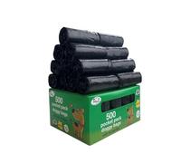 500 bolsas Tidyz para caca de perro. Mínimo 30% plástico reciclado. Bolsas fuertes y grandes para residuos de mascotas. Asas de corbata, paquetes de bolsillo individuales. Perfumado. A prueba de fugas