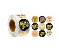 500 calcomanías de Feliz Año Nuevo para decoración de Navidad para sobres, cajas de tarjetas de Navidad, bolsas de caramelos, etiqueta de lámina dorada