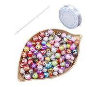 500 Cuentas Con Patrones De Tinta, 1 Rollo De Alambre Para Cuentas, 1 Dispositivo Para Cuentas, Cuentas Sueltas Estampadas, Cuentas De Pelo Trenzado Impresas, Cuentas De Joyería Hechas A Mano