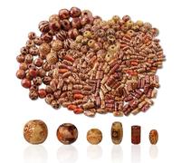 500 cuentas de madera estampadas, cuentas de madera con agujeros, cuentas para manualidades, cuentas de madera para enhebrar, diferentes formas y patrones, cuentas de madera, cuentas espaciadoras para