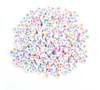 500 cuentas redondas de letras, 7 colores del alfabeto A - Z, cuentas acrílicas redondas planas blancas para hacer joyas, pulseras, collares, llaveros
