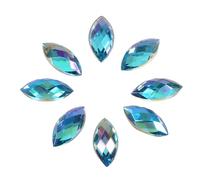 500 diamantes de imitación de ojo de caballo con parte trasera plana, 0.276 x 0.591 in, cristales acrílicos AB, joyas para manualidades, joyas para ropa, zapatos, bolsa, (Azul oscura)
