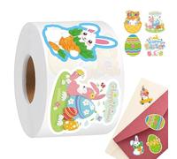 500 Easter Stickers Roll - Self-Adhesive Waterproof Bunny Egg Stickers 8 Designs Decorative Seal Labels For Gift Cards Envelopes Party Decorations | Holiday Craft Supplies For Kids And Events