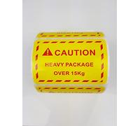 500 etiquetas adhesivas en rollo para paquetes pesados, autoadhesivas de Amazon "Caution Heavy Package Over 15Kg", advertencia de Logística de Amazon, caja adhesiva de 7,6 x 5 cm Roamlite