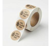 500 Etiquetas adhesivas kraft “Gluten Free/Sin Gluten” - 2,2 cm - TodoKraft - pegatinas circulares en rollo para alimentos, packaging y advertencias de alergias alimentarias