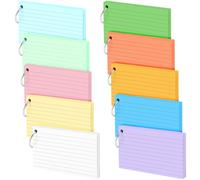 500 fichas rayadas, 12,7 x 7,6 cm, tarjetas de aprendizaje con anillo, caja de vocabulario, tarjetas de vocabulario, tarjetas de vocabulario, tarjetas de moderación, tarjetas de juego en blanco, 10
