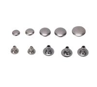 500 juegos de remaches de cuero, remaches de doble tapa 6 mm, 7 mm, 8 mm, 9 mm, 10 mm, remaches tubulares de metal para artesanías de cuero, ropa, zapatos (Plata Negro)