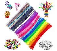 500 Limpiapipas Set,100 Limpiapipas Manualidades 30CM,Limpia Pipas Colores,Limpia Pipas para Manualidades,Chenilla,250 Pompones Manualidades,150 Ojos Adhesivos,para Manualidades Decoraciones Navidad