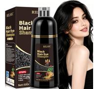 500 ml de champú para teñir el cabello, color negro para cabellos grises, Black Hair Dye 3 en 1, champú de color contra las canas, efecto anti gris, champú negro instantáneo para hombres y mujeres