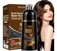 500 ml Hair Dye Shampoo 3 en 1, Champu tinte Canas, Champu Color Instantáneo, Champú tinte Cubre Canas, Hair Color, Tinte de pelo en minutos Champú tinte para Mujer Hombre (Marrón Oscuro)