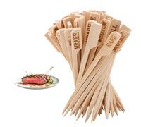 500 palillos de temperatura de carne, pinchos de madera, marcadores de carne, pinchos planos, palillos de dientes de cóctel, accesorios de carne para barbacoa, parrilla, frutas, asar, fiesta, cóctel
