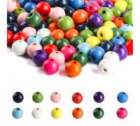 500 Pcs Cuentas de Madera de Colores de 12 mm para Ensartar, Bolas Cuentas de Madera de Colores de Acrílicas para Hacer Manualidades Pulseras y Collares Artesanales Joyería Bricolaje(12 Colores)