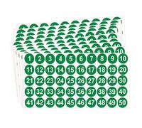 500 PCS Pegatinas De Números 1 a 50 Calcomanía Autoadhesiva Circular,Verde Imperméable Chiffres Adhesifs Autocollant Consecutivos,Para Clasificación De Inventario,Cajas De Almacenamiento,Oficina,Hogar