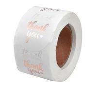 500 Pcs Pegatinas Gracias, Thank You Stickers Etiqueta de Agradecimiento Redondas, Gracias Papel Autoadhesivas con Letra de Oro para Negocio, Fiesta en Casa, Regalo, Pequeñas, Bolsas, Oro rosa