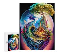 500 PCS Puzzle para adultos Huevo de Dragón Fantasía Paisaje Puzzle para Adultos Juguete Antiestrés Análisis y Lógica Desafiante para Resolver, 500 PCS