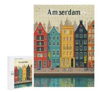 500 PCS Rompecabezas Amsterdam City Guide Rompecabezas para Adultos Juguetes Antiestrés Vacaciones En Casa Matar El Tiempo Interacción Entre Padres E Hijos 500 PCS