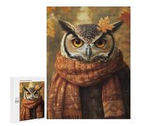 500 PCS Rompecabezas Autumn Owl with Scarf Rompecabezas para Adultos Actividades Familiares Ayudan A Ejercitar El Cerebro Ofertas como Regalos para Toda La Familia 500 PCS