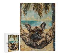 500 PCS Rompecabezas Beach Hammock Dog Sunglasses Rompecabezas para Adultos Alivia El Estrés Interacción Entre Padres E Hijos Cumpleaños Y Navidad 500 PCS
