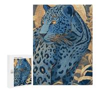 500 PCS Rompecabezas Blue Leopard Jungle Art Print Rompecabezas para Adultos Alivia El Estrés Interacción Entre Padres E Hijos Cumpleaños Y Navidad 500 PCS