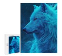 500 PCS Rompecabezas Blue Wolf Art Print Rompecabezas para Adolescentes Carrera De Velocidad Manual Lista De Deseos con Juguetes De Papá Noel Juegos Educativos 500 PCS