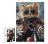 500 PCS Rompecabezas Cat Biker Adventure -2 Rompecabezas para Adultos Alivia El Estrés Interacción Entre Padres E Hijos Cumpleaños Y Navidad 500 PCS