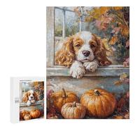 500 PCS Rompecabezas Cavalier King Charles with Pumpkins Painting Autumn Dog Portrait Rompecabezas para Adolescentes. Corte De Precisión. Actividades Divertidas En Casa. Juego Desafiante Y Juego En F