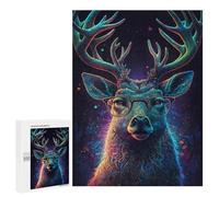 500 PCS Rompecabezas Colorful Deer Illustration Rompecabezas para Adultos Juguetes Antiestrés Vacaciones En Casa Matar El Tiempo Interacción Entre Padres E Hijos 500 PCS