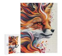 500 PCS Rompecabezas Colorful Fox Illustration-3 Rompecabezas para Adolescentes Carrera De Velocidad Manual Lista De Deseos con Juguetes De Papá Noel Juegos Educativos 500 PCS