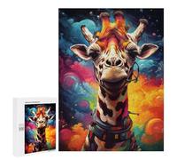 500 PCS Rompecabezas Colorful Giraffe Art Print Rompecabezas para Adultos Juguetes Antiestrés Vacaciones En Casa Matar El Tiempo Interacción Entre Padres E Hijos 500 PCS