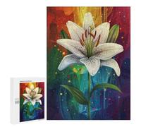 500 PCS Rompecabezas Colorful Lily Flower Art-3 Rompecabezas para Adolescentes: Alivia El Estrés. Entrena Tu Cerebro Y Tus Manos. Juguetes Educativos De Aprendizaje 500 PCS