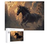 500 PCS Rompecabezas De Piezas para Adolescentes Black Horse Running Wild Rompecabezas para Adultos Juego Familiar Análisis Y Desafío Educativo De Lógica 500 PCS