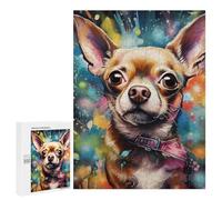500 PCS Rompecabezas De Piezas para Adolescentes Colorful Chihuahua Portrait -1 Rompecabezas para Adultos Juego Familiar Análisis Y Desafío Educativo De Lógica 500 PCS