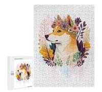 500 PCS Rompecabezas De Piezas para Adolescentes Floral Shiba Inu Dog Art Rompecabezas para Adolescentes Juegos Familiares Análisis Y Desafío Educativo De Lógica 500 PCS