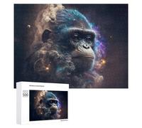 500 PCS Rompecabezas De Piezas para Adolescentes Galactic Gorilla Cosmic Chimpanzee Portrait Rompecabezas para Adultos Juego Familiar Análisis Y Desafío Educativo De Lógica 500 PCS