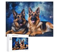 500 PCS Rompecabezas De Piezas para Adolescentes German Shepherd Dogs in Space Background Rompecabezas para Adultos Juego Familiar Análisis Y Desafío Educativo De Lógica 500 PCS