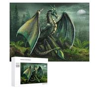 500 PCS Rompecabezas De Piezas para Adolescentes Green Dragon in The Misty Forest Rompecabezas para Adultos Juego Familiar Análisis Y Desafío Educativo De Lógica 500 PCS