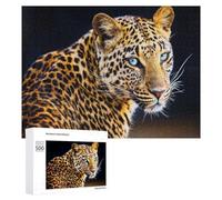 500 PCS Rompecabezas De Piezas para Adolescentes Leopard Portrait with Blue Eyes Rompecabezas para Adultos Juego Familiar Análisis Y Desafío Educativo De Lógica 500 PCS
