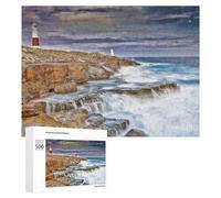 500 PCS Rompecabezas De Piezas para Adolescentes Lighthouse on Rocky Coast Rompecabezas para Adultos Juego Familiar Análisis Y Desafío Educativo De Lógica 500 PCS