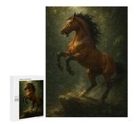 500 PCS Rompecabezas De Piezas para Adolescentes Majestic Horse Rearing in Forest Rompecabezas para Adultos Juego Familiar Alivia El Estrés Desafiante De Completar 500 PCS