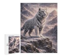 500 PCS Rompecabezas De Piezas para Adolescentes Majestic White Tiger in Mountain Landscape Juego De Rompecabezas para Adultos, Desafío Educativo, Regalo De Cumpleaños 500 PCS
