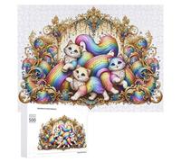 500 PCS Rompecabezas De Piezas para Adolescentes Rainbow Cats Fantasy Artwork Rompecabezas para Adultos Juego Familiar Análisis Y Desafío Educativo De Lógica 500 PCS