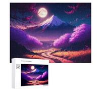 500 PCS Rompecabezas De Piezas para Adultos Full Moon Over Cherry Blossom Mountains Rompecabezas para Adultos Juguetes Antiestrés Análisis Y Lógica Desafiante De Completar 500 PCS