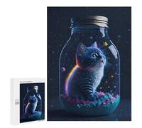 500 PCS Rompecabezas De Piezas para Adultos Magical Cat in A Jar Rompecabezas para Adultos Juguetes Antiestrés Análisis Y Lógica Desafiante De Completar 500 PCS