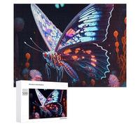 500 PCS Rompecabezas De Piezas para Adultos Neon Butterfly in Fantasy Land Rompecabezas para Adultos Juguetes Antiestrés Análisis Y Lógica Desafiante De Completar 500 PCS