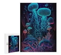 500 PCS Rompecabezas De Piezas para Adultos Neon Jellyfish Glow Rompecabezas para Adultos Juguetes Antiestrés Análisis Y Lógica Desafiante De Completar 500 PCS