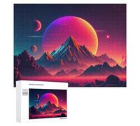 500 PCS Rompecabezas De Piezas para Adultos Vivid Alien Landscape with Mountains and Planets -1 Rompecabezas para Adultos Juguetes Antiestrés Análisis Y Lógica Desafiante De Completar 500 PCS
